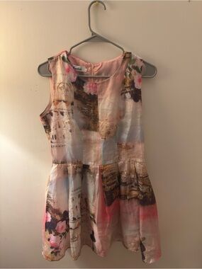 Sleeveless Pink Printed Fit-and-Flare Dress
